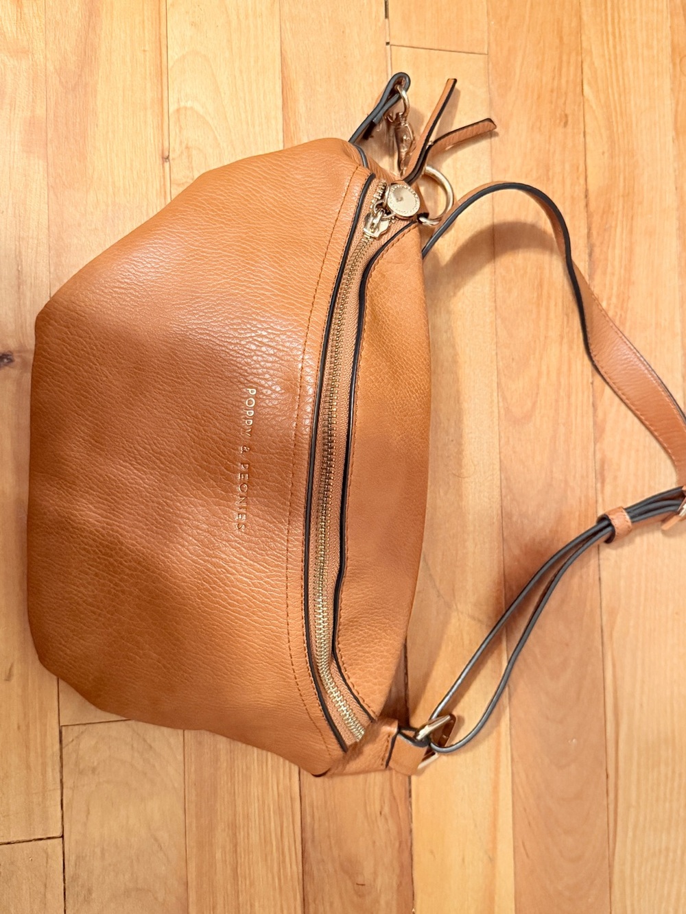 Poppy & Peonies Cognac Sidekick Crossbody Bag